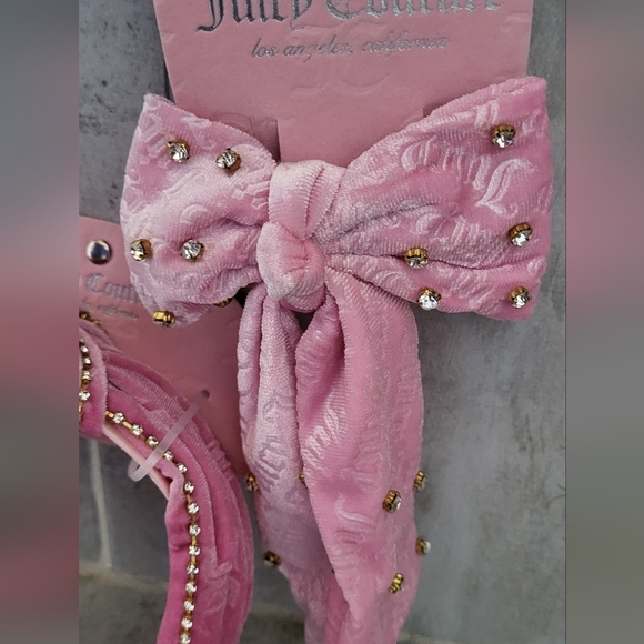 Juicy Couture Pink Velvet Hair Accessory Set Headband and Bow - NWT - Picture 3 of 4